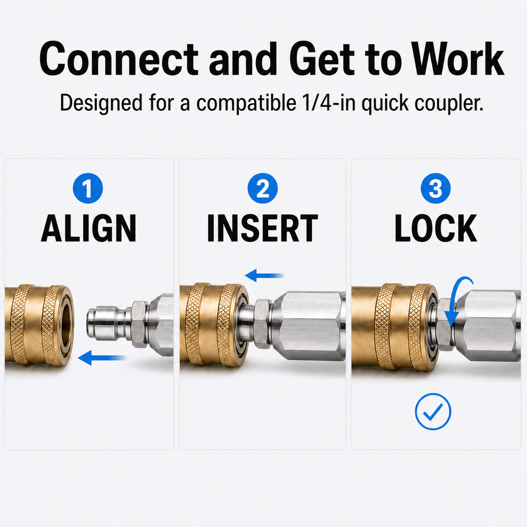 🔩Stainless Steel 7-Jet Sewer Jetter Nozzle with 1/4-In Quick Connect
