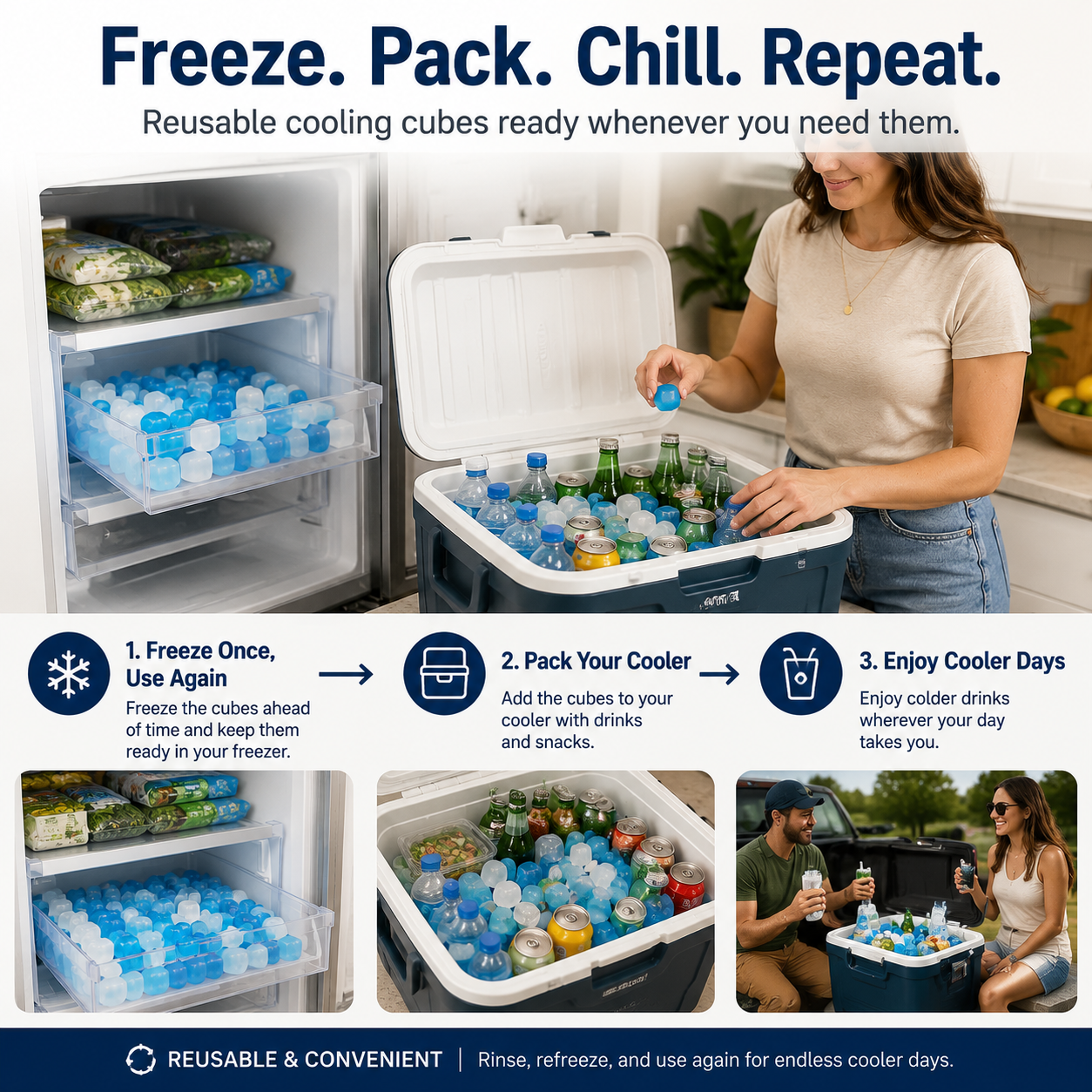 🧊Reusable Cooling Cubes for Drinks & Coolers
