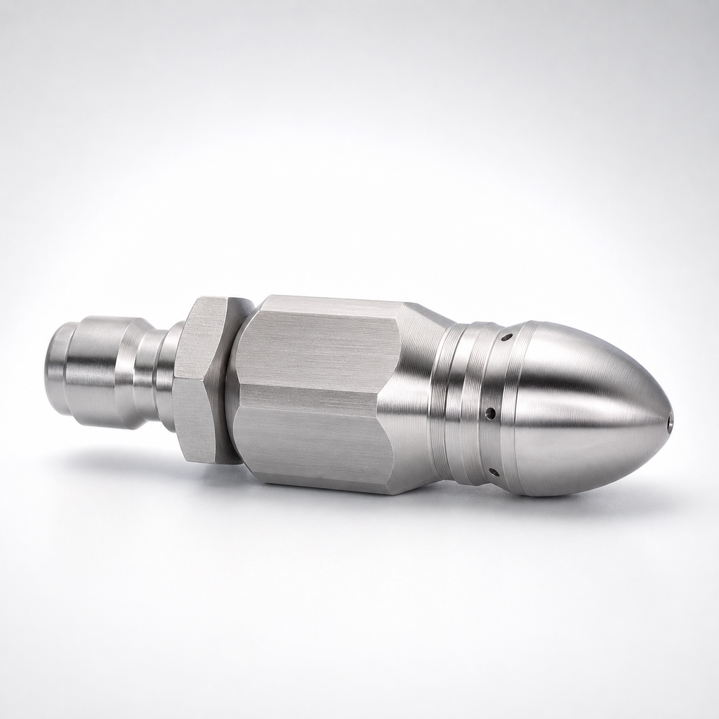 🔩Stainless Steel 7-Jet Sewer Jetter Nozzle with 1/4-In Quick Connect