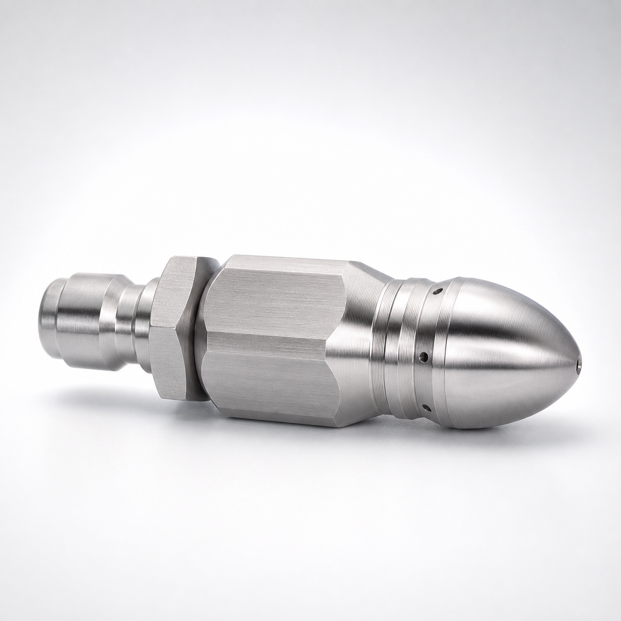 🔩Stainless Steel 7-Jet Sewer Jetter Nozzle with 1/4-In Quick Connect