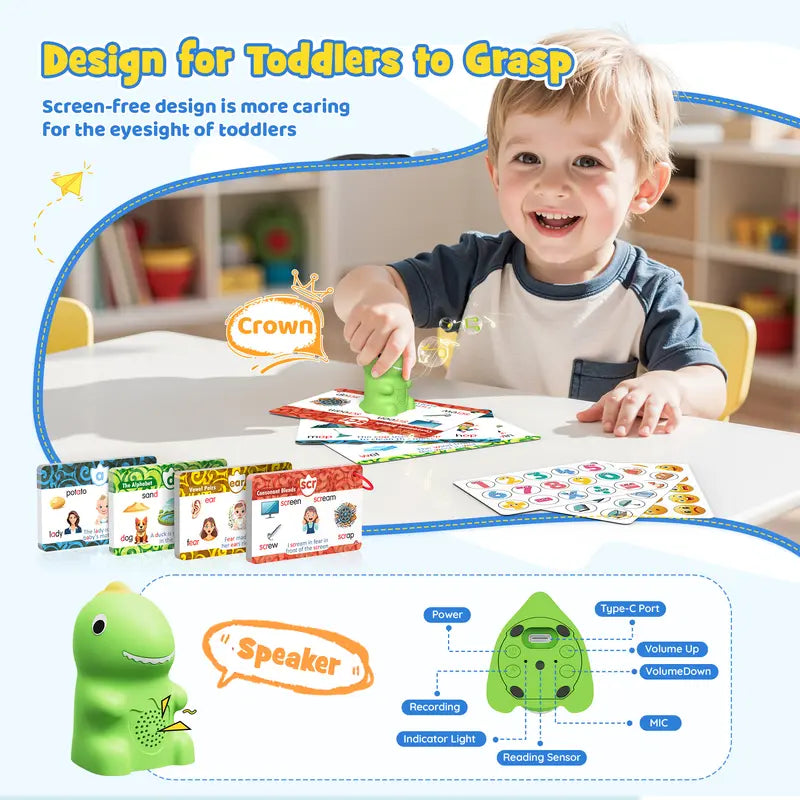 Interactive Dino Phonics Reader Set – Tap-to-Read Learning Cards & Stickers