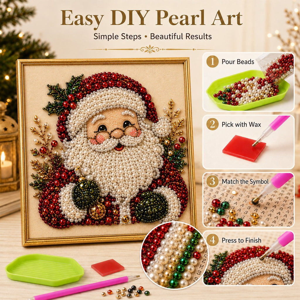 💥 Last Day 49% OFF – 🧘Relaxing & Beginner-Friendly - 🎨💎DIY Christmas Pearl Diamond Painting Art Kit