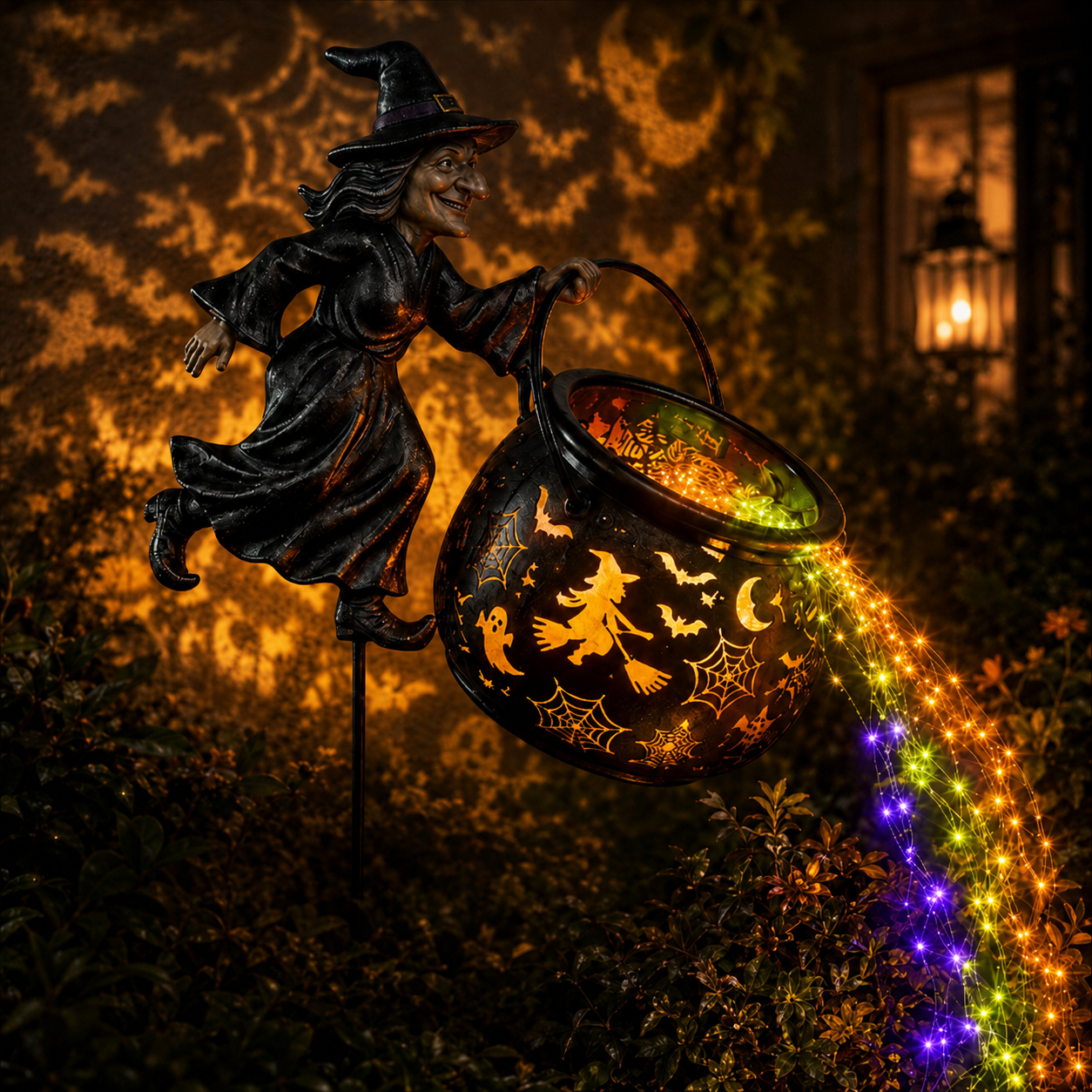 Halloween Witch Cauldron Garden Light