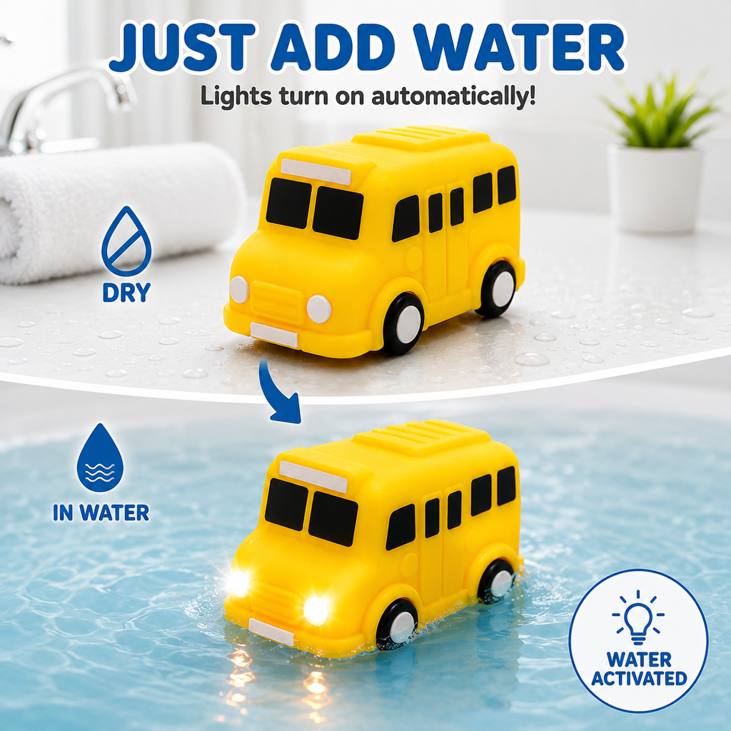 🚗Light Up Bath Cars🫧 6PCS Waterproof LED Bath Toys That Make Bath Time Magical ✨